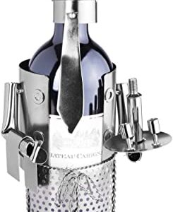 BRUBAKER Wine Bottle Holder Waiter - Metal Sculpture - Wine Rack Decor - Tabletop - with Greeting Card