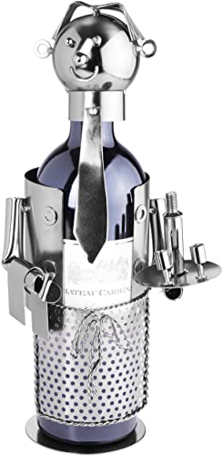 BRUBAKER Wine Bottle Holder Waiter - Metal Sculpture - Wine Rack Decor - Tabletop - with Greeting Card
