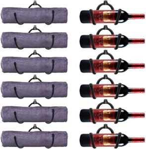 6 pack—wall mount wine/towel rack,wall mounted flexible adjustable metal wine bottle & glass rack holder | home & kitchen décor | storage rack | wall mounted shelves — rubber protection （no scratches）