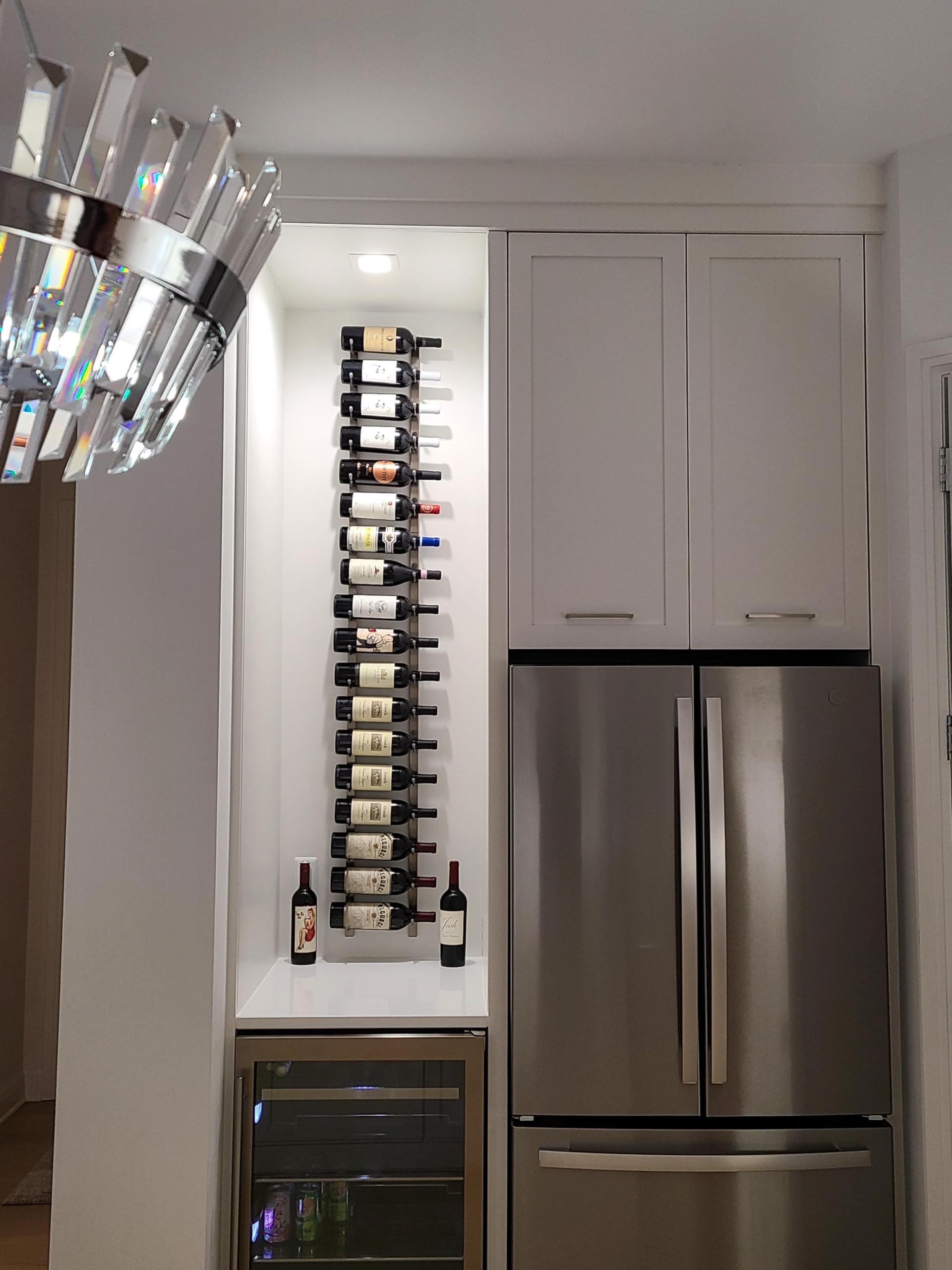 W Series Pro Wine Rack 6 - Single Depth, Metal Wall Mounted Wine Rack - Modern, Easy Access Wine Storage - Space Saving Wine Rack with Storage Capacity (18 Bottles, Brush Nickel)