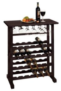 vinny 24-bottle w glass hanger wine rack in dark espresso finish by winsome's home