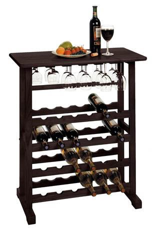 Vinny 24-Bottle W Glass Hanger Wine Rack In Dark Espresso Finish by Winsome's home