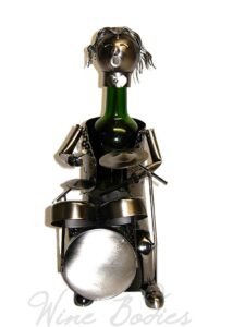 handmade drummer band player metal wine bottle holder