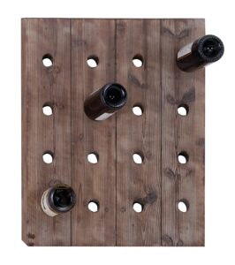 deco 79 wood 16 bottle wall wine rack, 21" x 4" x 25", brown