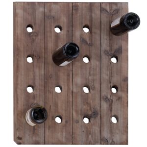 Deco 79 Wood 16 Bottle Wall Wine Rack, 21" x 4" x 25", Brown