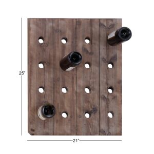 Deco 79 Wood 16 Bottle Wall Wine Rack, 21" x 4" x 25", Brown