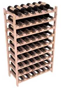 wine racks america® living series stackable wine rack - durable and modular wine storage system, knotty alder unstained - holds 54 bottles