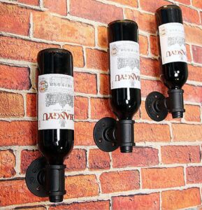 3pcs creative handstand wine bottle holder retro metal wine rack wall-mounted single bottle wine holder wall decor black, 3.34 x 3.34 x 3.34 inches (524)