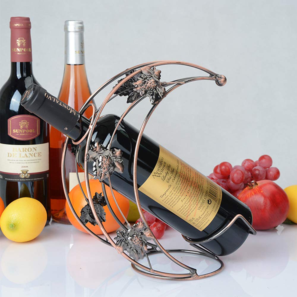 SURPRIZON Wine Holder Stand Moom, Tabletop Metal Wine Holder | Freestanding Wine Rack | Single Bottle Countertop Wine Holder for Home Decor & Kitchen Storage Rack