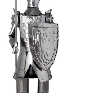 BRUBAKER Wine Bottle Holder 'Knight' - Table Top Metal Sculpture - with Greeting Card