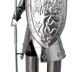 BRUBAKER Wine Bottle Holder 'Knight' - Table Top Metal Sculpture - with Greeting Card