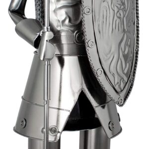 BRUBAKER Wine Bottle Holder 'Knight' - Table Top Metal Sculpture - with Greeting Card