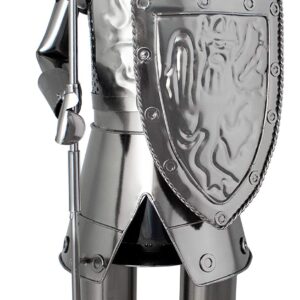 BRUBAKER Wine Bottle Holder 'Knight' - Table Top Metal Sculpture - with Greeting Card