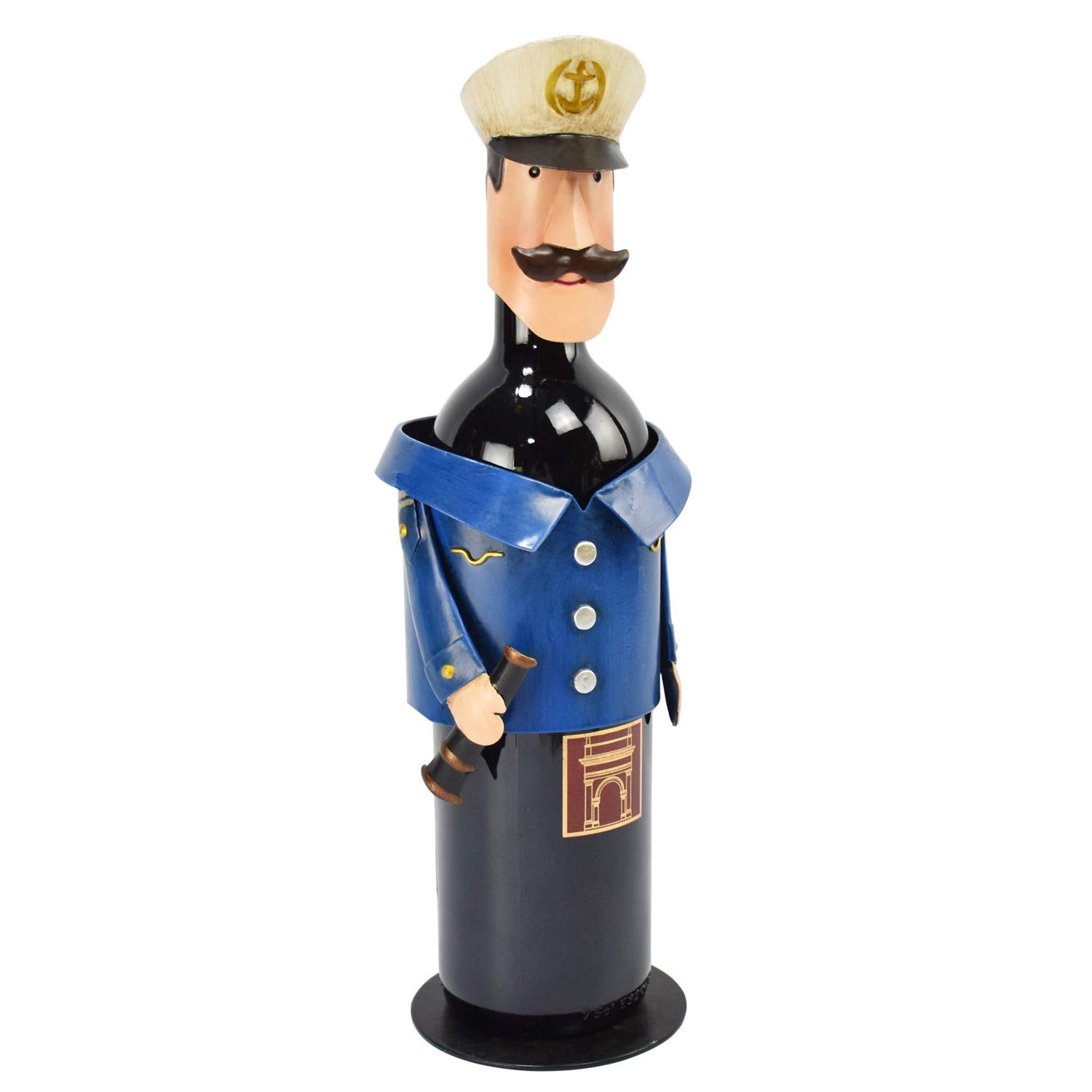 Beachcombers 12.4" Metal Captain Wine Bottle Holder