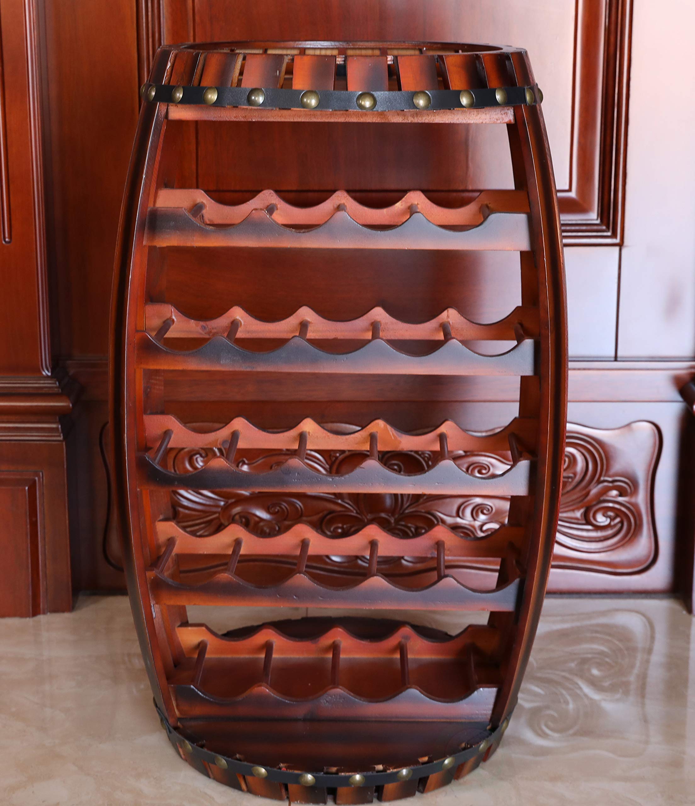 Vintiquewise Large Wooden Barrel Shaped 23 Bottle Wine Rack