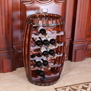 Vintiquewise Large Wooden Barrel Shaped 23 Bottle Wine Rack