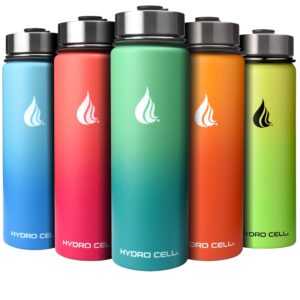 hydro cell stainless steel insulated water bottle with straw - for cold & hot drinks - metal vacuum flask with screw cap and modern leakproof sport thermos for kids & adults (mint/green 24oz)