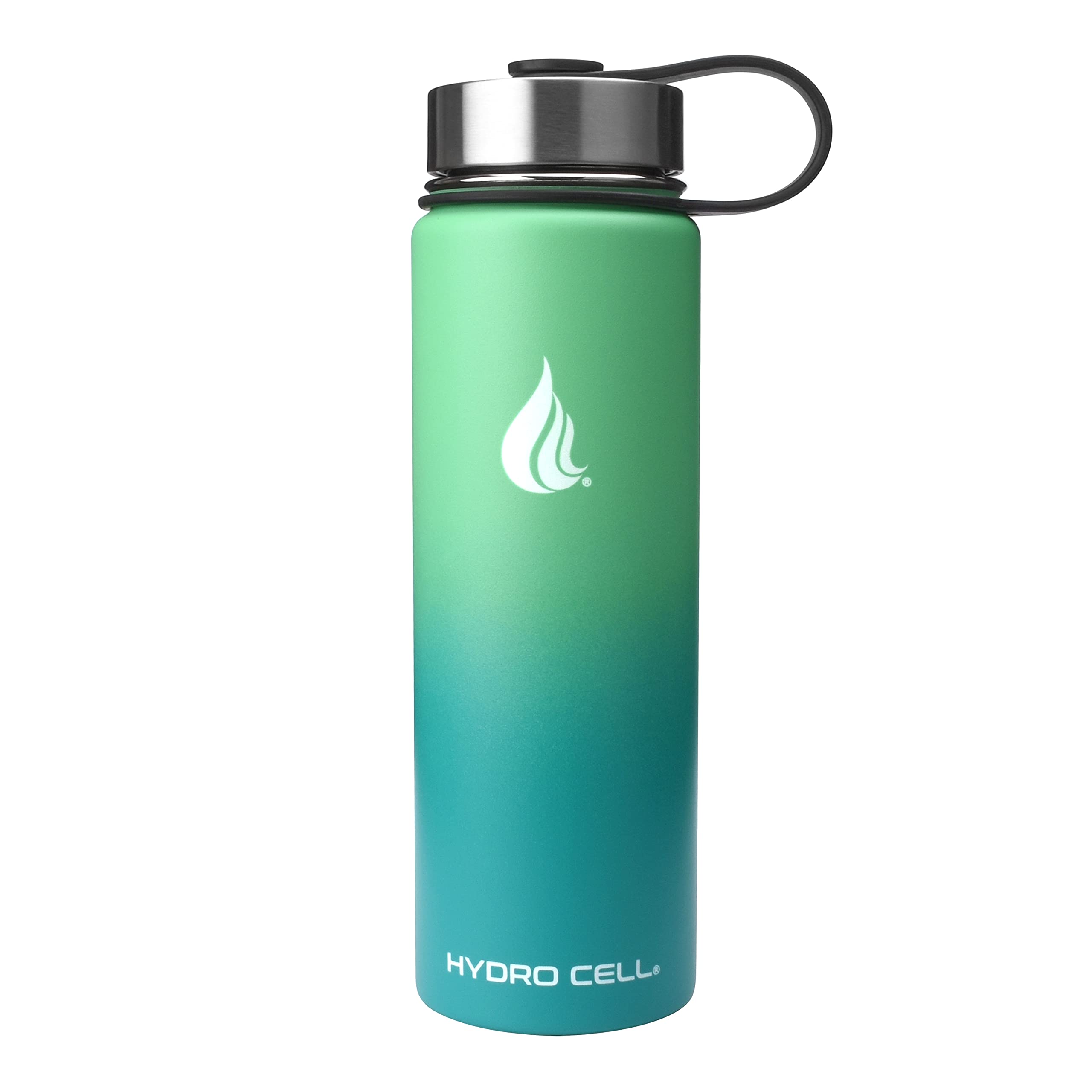 HYDRO CELL Stainless Steel Insulated Water Bottle with Straw - For Cold & Hot Drinks - Metal Vacuum Flask with Screw Cap and Modern Leakproof Sport Thermos for Kids & Adults (Mint/Green 24oz)