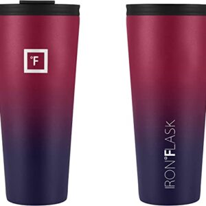 IRON °FLASK Classic Tumbler 2.0-2 Lids (Straw/Flip), Vacuum Insulated Stainless Steel Water Bottle, Double Walled, Drinking cup, Thermo Travel Mug - Dark Rainbow, 32 Oz