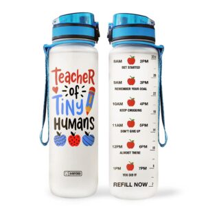 64hydro 32oz 1liter motivational water bottle with time marker, teacher of tiny humans, kindergarten teacher - hhp1808024