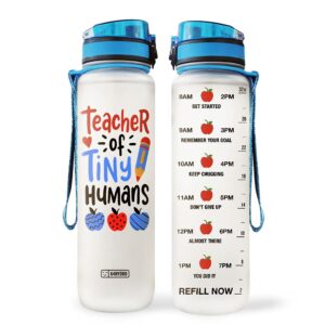 64HYDRO 32oz 1Liter Motivational Water Bottle with Time Marker, Teacher Of Tiny Humans, Kindergarten Teacher - HHP1808024