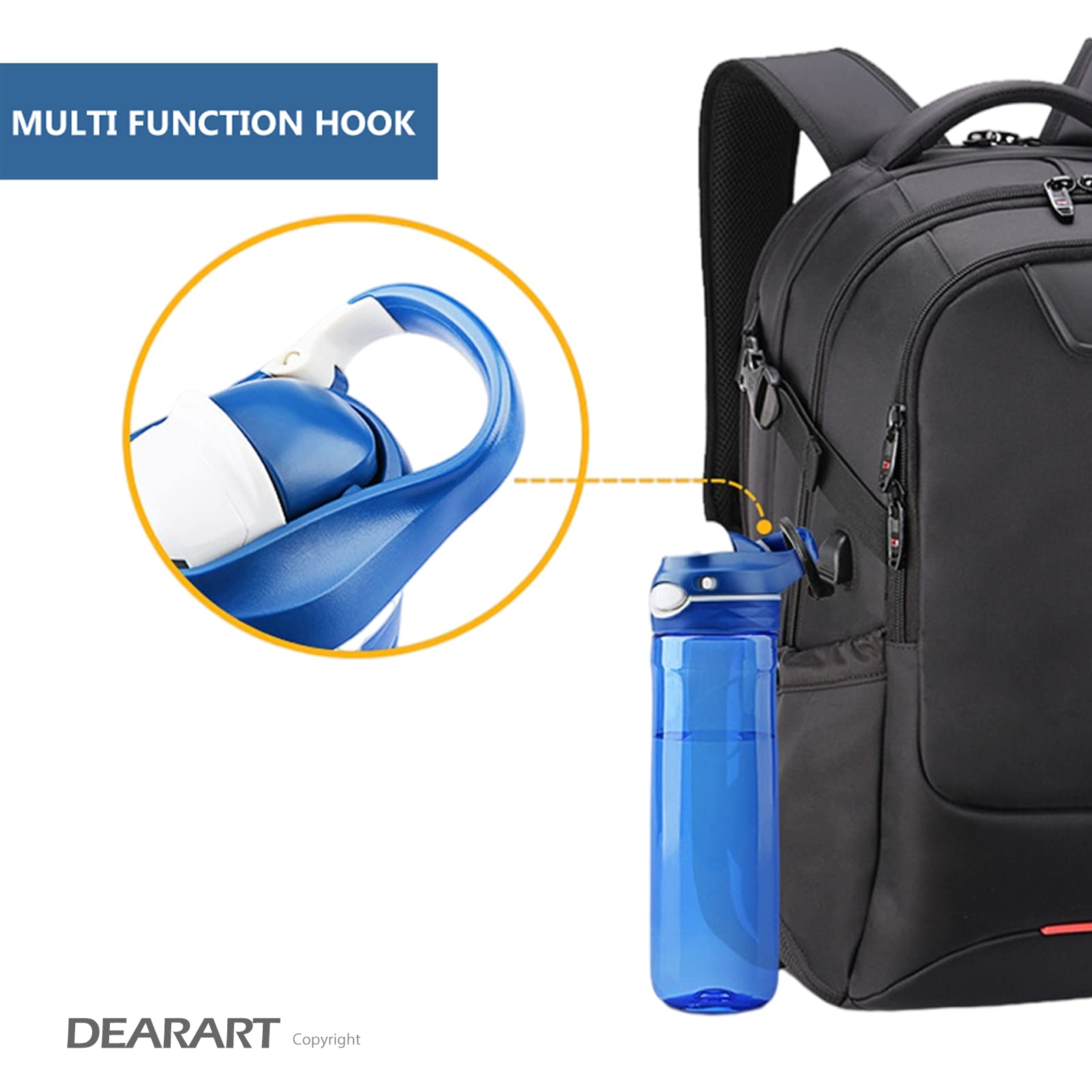 DEARART 26oz Blue Water Bottles With TRITAN, BPA FREE, Leakproof and One Hand Operation, Drink Quickly