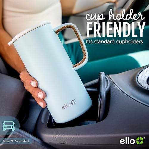 Ello Campy Vacuum Insulated Travel Mug with Leak-Proof Slider Lid and Comfy Carry Handle, Perfect for Coffee or Tea, BPA Free, Xavier Navy, 18oz