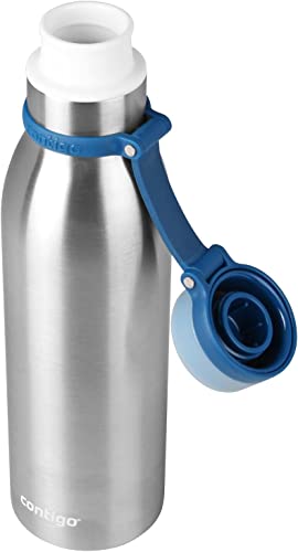 Contigo Matterhorn Vaccum Insulated Stainless Steel Water Bottle with Leak-Proof Chug Cap, Drinks Stay Cold up to 24 Hours or Hot up to 10 Hours, Fits Most Cup Holders, 20oz Steel/Monaco