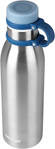 Contigo Matterhorn Vaccum Insulated Stainless Steel Water Bottle with Leak-Proof Chug Cap, Drinks Stay Cold up to 24 Hours or Hot up to 10 Hours, Fits Most Cup Holders, 20oz Steel/Monaco