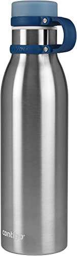 Contigo Matterhorn Vaccum Insulated Stainless Steel Water Bottle with Leak-Proof Chug Cap, Drinks Stay Cold up to 24 Hours or Hot up to 10 Hours, Fits Most Cup Holders, 20oz Steel/Monaco