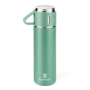 stainless steel thermo 500ml/16.9oz vacuum insulated bottle with cup for coffee hot drink and cold drink water flask.(green,single)