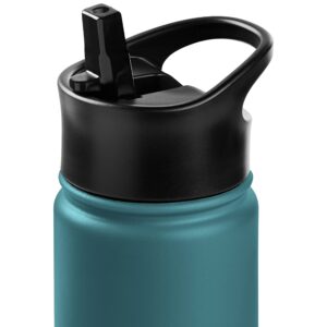 Retrospec Alder Insulated Water Bottle with Straw Lid & Handle Cap - Stainless Steel Wide Mouth Double-Wall Vacuum Insulated Thermos - BPA Free Leakproof Canteen - Superior Blue, 22oz