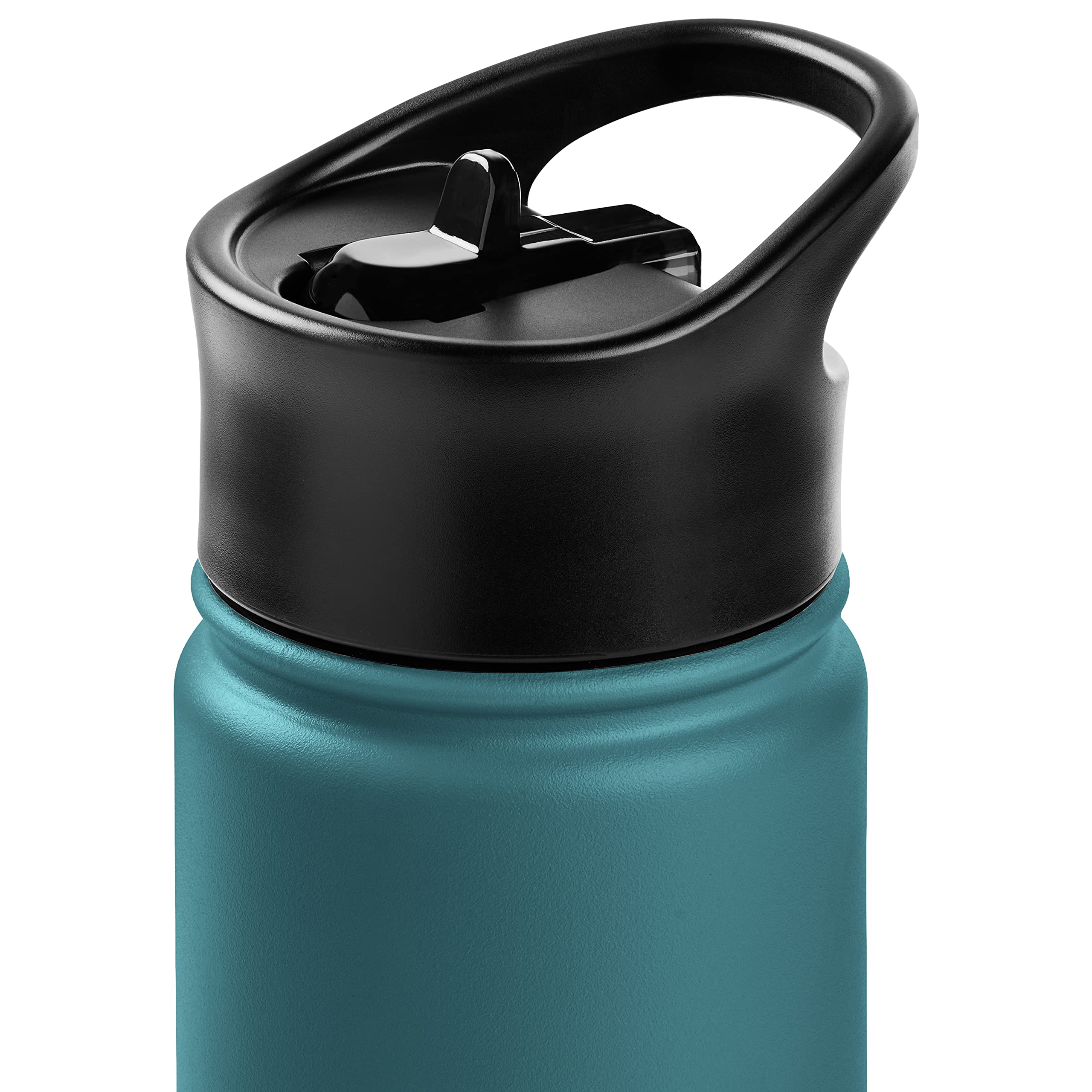 Retrospec Alder Insulated Water Bottle with Straw Lid & Handle Cap - Stainless Steel Wide Mouth Double-Wall Vacuum Insulated Thermos - BPA Free Leakproof Canteen - Superior Blue, 22oz