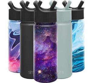 simple modern kids water bottle with straw lid vacuum insulated stainless steel metal thermos bottles | reusable leak proof bpa-free flask for school | summit collection | 18oz, nebula