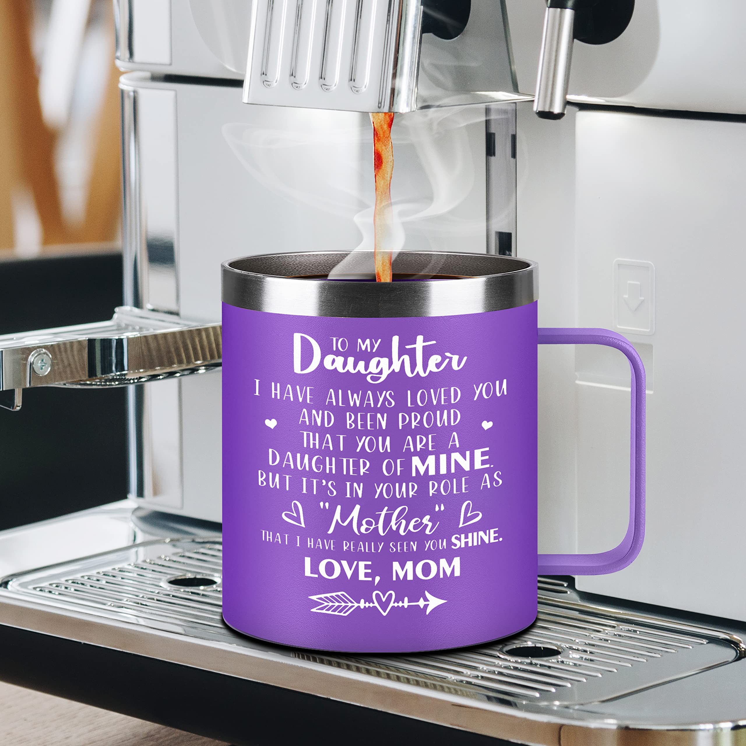 Hexagram Christmas Gifts for Daughter 14oz Mug, Daughter Gift from Mom, Gifts for Daughters from Mothers, Daughter Gifts, First Christmas Gifts for Daughter, To My Daughter, 18/8 Stainless Steel