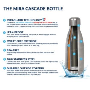 MIRA 12 oz Stainless Steel Vacuum Insulated Water Bottle - Double Walled Cola Shape Thermos - 24 Hours Cold, 12 Hours Hot - Reusable Metal Water Bottle - Kids Leak-Proof Sports Flask - Pearl Blue