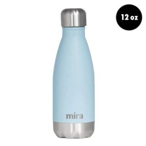 MIRA 12 oz Stainless Steel Vacuum Insulated Water Bottle - Double Walled Cola Shape Thermos - 24 Hours Cold, 12 Hours Hot - Reusable Metal Water Bottle - Kids Leak-Proof Sports Flask - Pearl Blue