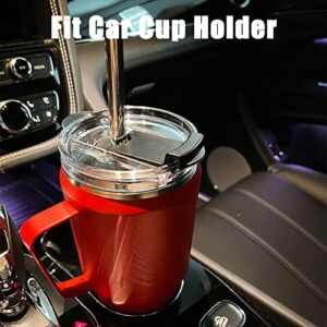 Sursip 30 oz Mug Tumbler with Screw Lid - Stainless Steel Vacuum Insulated Cup with Straw and Handle, Keeps Drinks Cold up to 24 Hours - Sweat Proof, Leak Proof, Dishwasher Safe, Car Holder (Red)