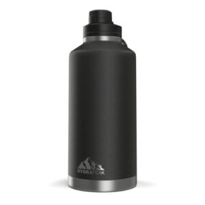hydrapeak 72 oz large insulated water bottle, leak proof water bottle for hot & cold liquid, 72oz water bottles, water jug, stainless steel (black)