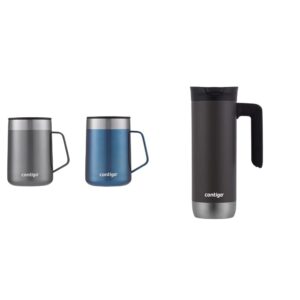 contigo stainless steel travel mugs with splash-proof lids (14oz & 20oz)