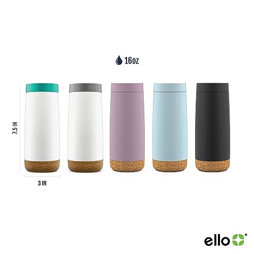 Ello Cole Vacuum-Insulated Stainless Steel Travel Mug, Teal, 16 oz