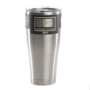 Seriously Ice Cold SIC 30oz Insulated Travel Tumbler Mug, Premium Double Wall Stainless Steel, Leak Proof BPA Free Lid (Stainless Steel)