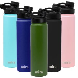 MIRA 24 oz Stainless Steel Water Bottle - Hydro Vacuum Insulated Metal Thermos Flask Keeps Cold for 24 Hours, Hot for 12 Hours - BPA-Free Spout Lid Cap - Olive Green