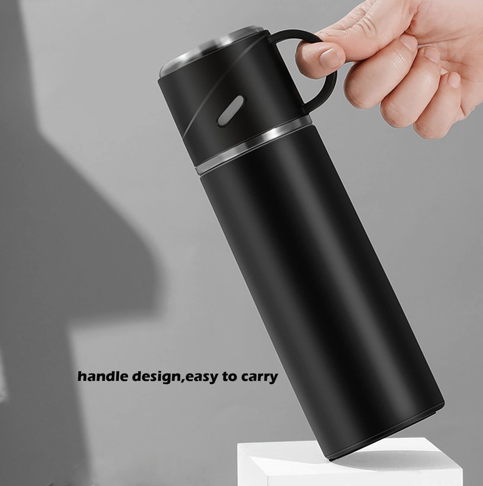 Insulated Water Bottle Travel Coffee Mug Stainless Steel Vacuum Flask Coffee Cups Water Flask for Hot and Cold Drinks 14.2 oz/420ml（Black）