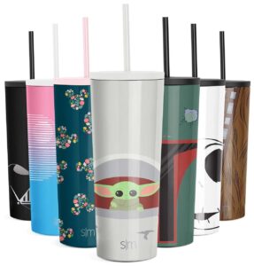 simple modern star wars insulated tumbler cup with flip lid and straw lid | gifts for women men reusable stainless steel water bottle travel mug | classic collection | 24oz the child