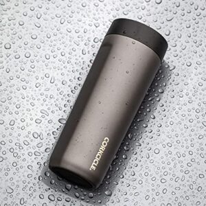 Corkcicle Commuter Cup Insulated Stainless Steel Spill Proof Travel Coffee Mug Keeps Beverages Cold for 9 Hours and Hot for 3 Hours, Ceramic Slate, 17 oz