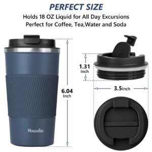 Coffee Mug, Coffee Tumblers with Straws and Straw Brushes, Travel Coffee Mug with Leakproof Lids for Keeping Hot and Cold Water Coffee and Tea,Travel Cups In Travel Office Camping (Navy Blue, 17OZ)
