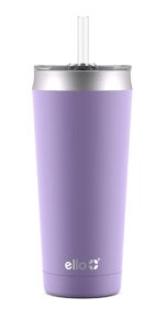 ello beacon vacuum insulated stainless steel tumbler with slider lid and optional straw, 24 oz, lavender