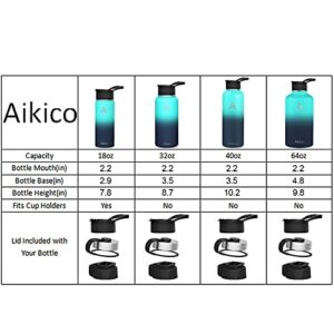 Aikico Stainless Steel Water Bottle with Straw Lid, 32oz Vacuum Insulated Sports Water Bottle, Wide Mouth Thermos Mug with Wide Handle Straw Lid and Cleaning Brush, Ocean