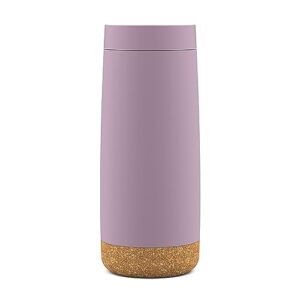 ello cole 16oz vacuum insulated travel coffee mug with leak-proof slider lid and built-in coaster, keeps hot for 5 hours, perfect for coffee or tea, bpa-free tumbler, mauve